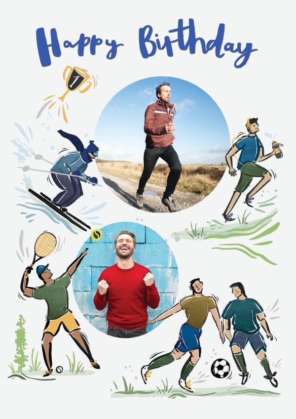 Sports Star Photo Card - Happy Birthday - Illustration created by Paperlink and Meraki Greeting Cards