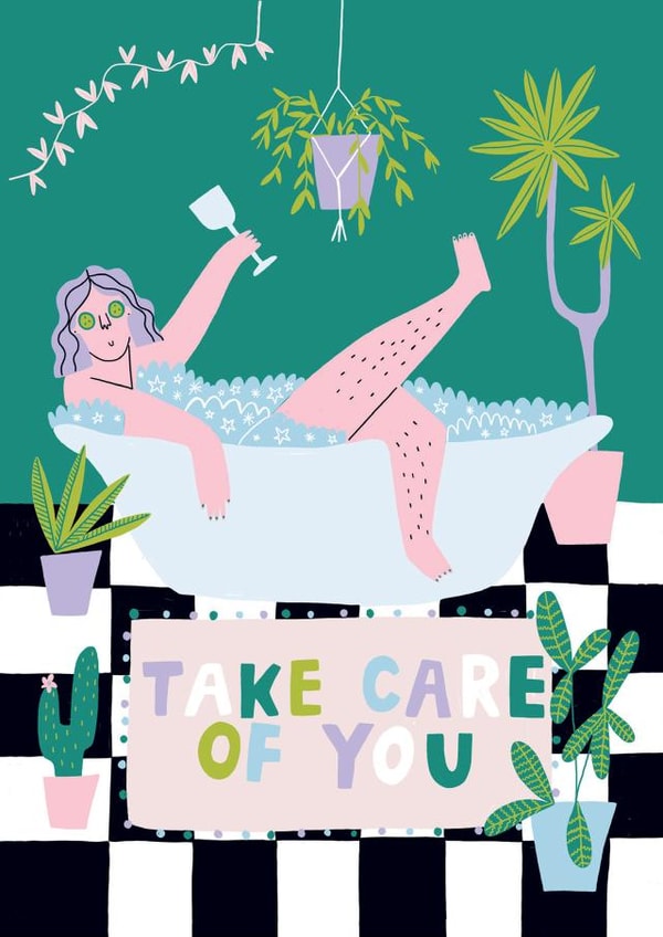 Cute Illustrated Get Well Soon Card - Take Care created by Lucy Maggie Designs