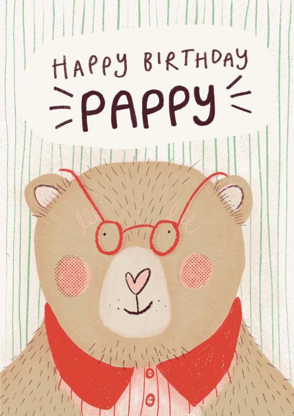 Cute Birthday Card - For Pappy – Happy Birthday Old Bear created by Nicola Scott