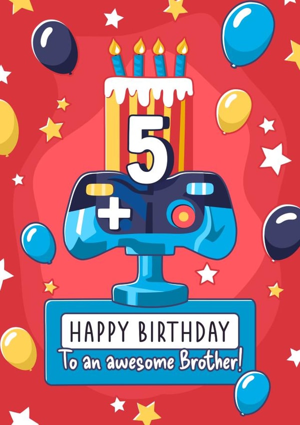 Gamer Birthday card - Age 5 - for a special Brother! created by Evie Garnett Designs
