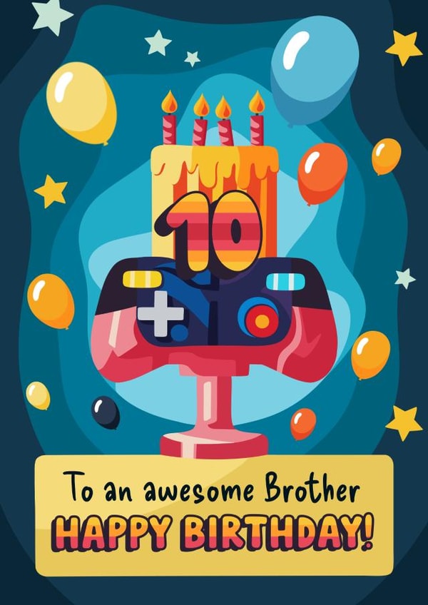 Gamer Birthday card - 10 Today - for a special Brother! created by Evie Garnett Designs
