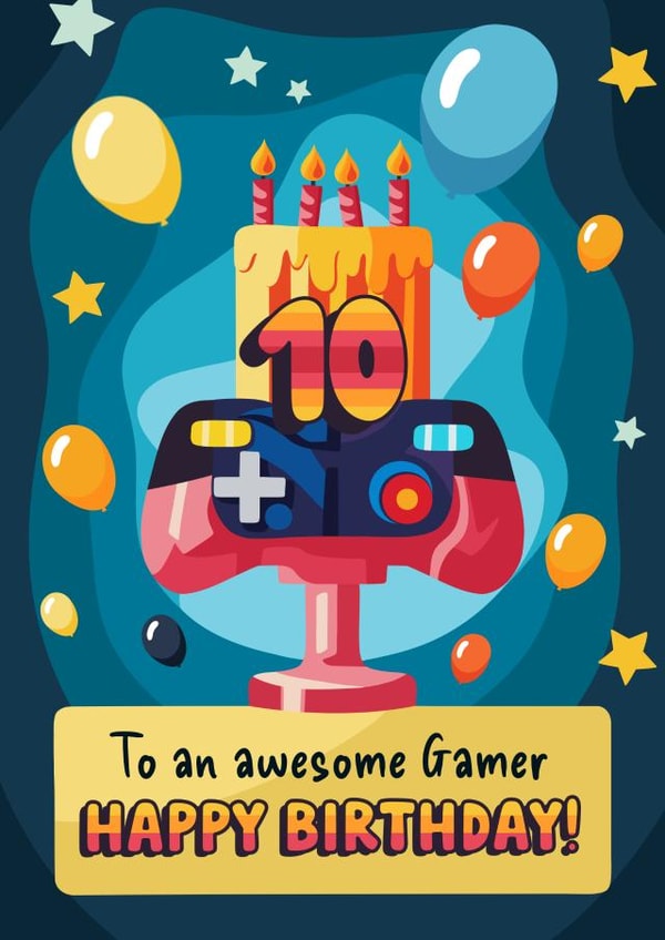 Gamer Birthday card - 10 Today - for an epic gamer! created by Evie Garnett Designs