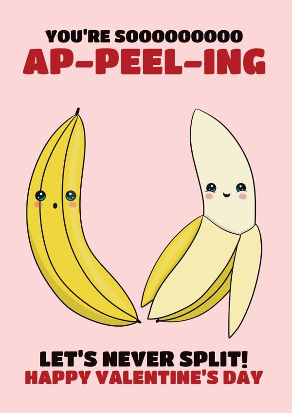 Funny Valentine's Day Card - Peeling Banana Pun created by @Cupsie's Creations
