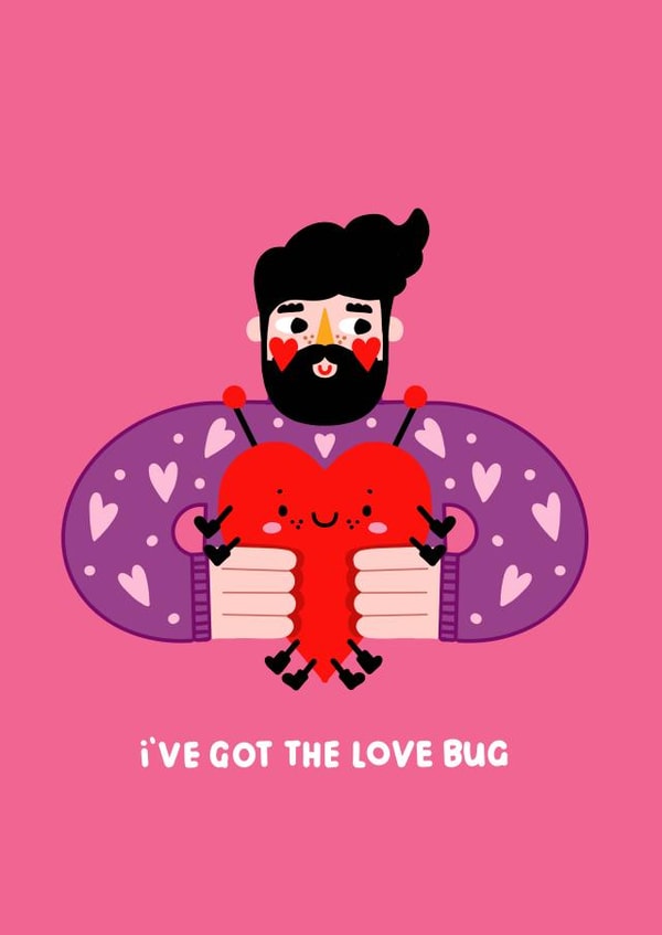 Cute Valentine card - Love Bug - for significant other created by NICHOLA COWDERY ILLUSTRATIONS