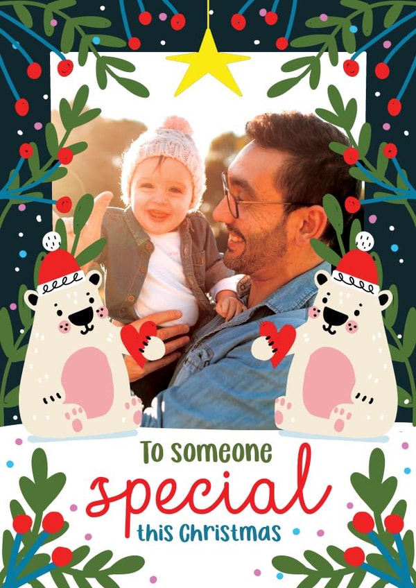 Cute Christmas Photo Card - Polar Bears - Someone Special created by NICHOLA COWDERY ILLUSTRATIONS