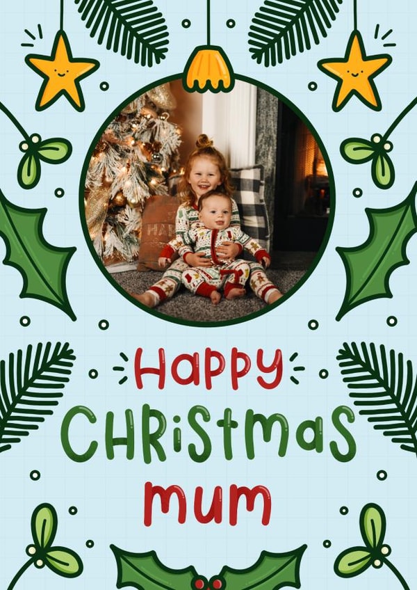 Cartoon Christmas Photo Card - Happy Christmas Mum created by Joanne Hawker