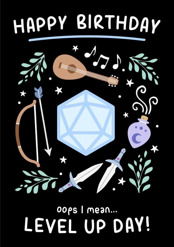 D&D Birthday Card - Level up day created by Lynsey Luu