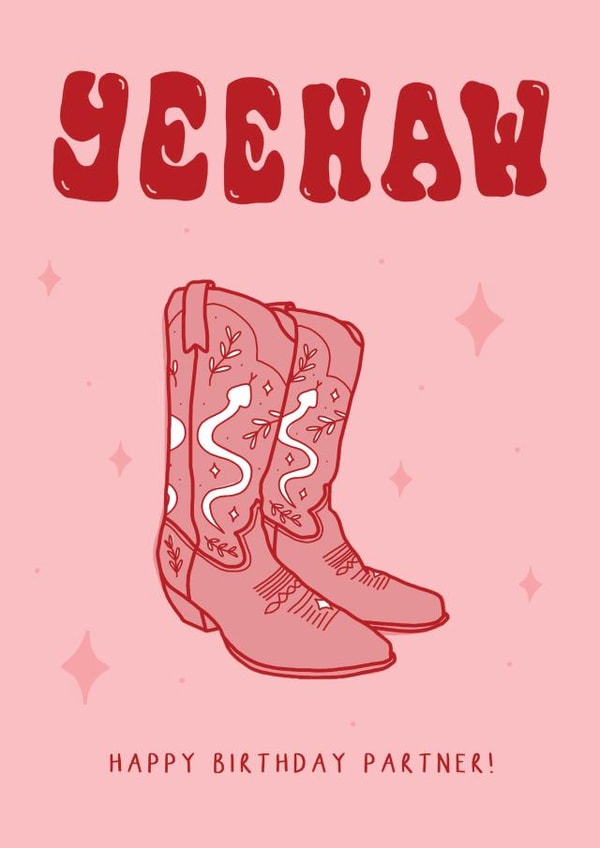 Cute Cowgirl Birthday Card - for Friend - Yeehaw created by Sarah Nolloth Illustration