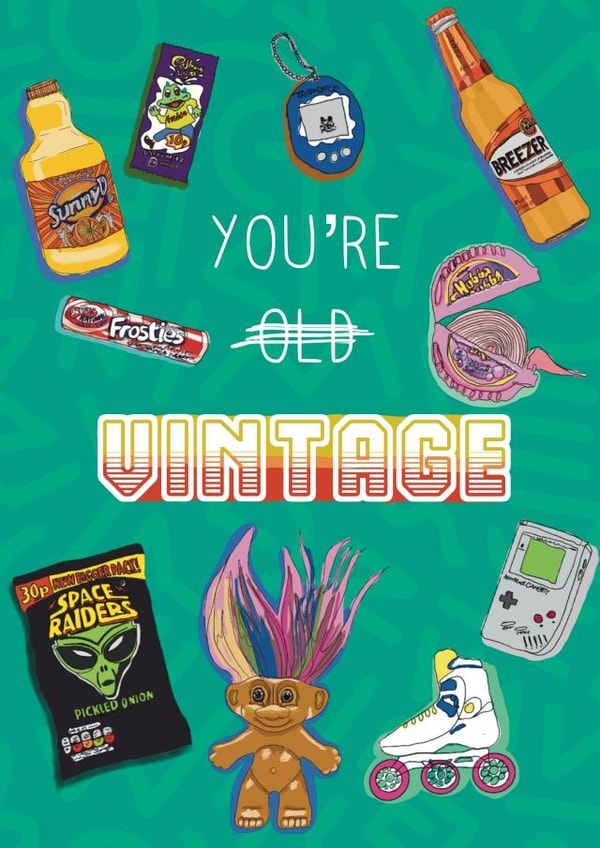 Playful card for friend - Vintage 90’s - you’re Vintage created by KitRex Designs