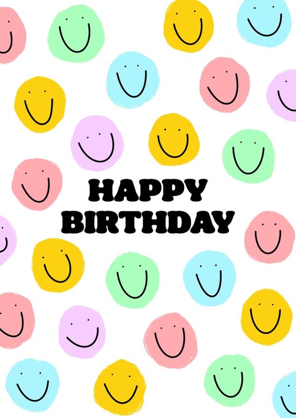 Happy Birthday Card - Colourful Smiley Faces created by Jemma Rose Design