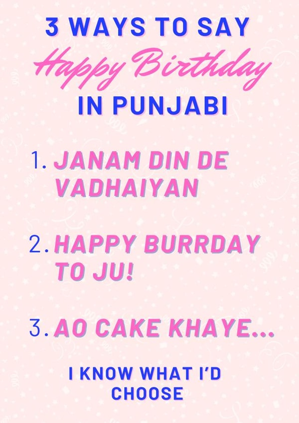 Funny Punjabi Birthday Card - for friend/loved one - Cheeky Punjabi Lesson created by Sukhi Writes Stuff