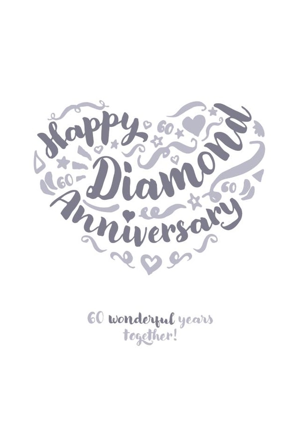 Classic Diamond Anniversary card - for a special couple - 60 Years created by Fatchair Print