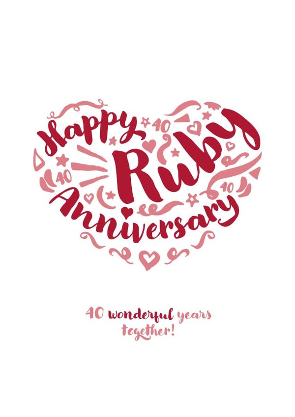 A sweet Ruby Anniversary card for your significant other or a special couple. created by Fatchair Print