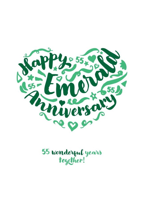 Classic Emerald Anniversary card - for a special couple - 55 years created by Fatchair Print