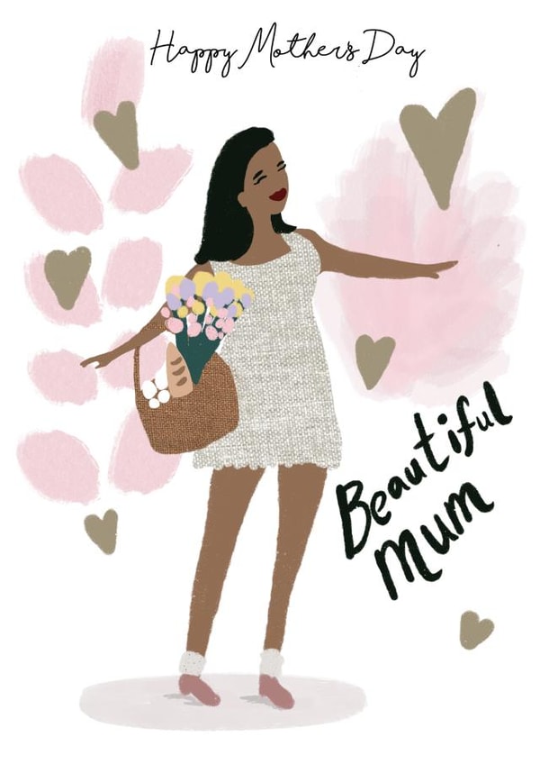 Pretty Illustrated Mother's Day Card - Young Mother created by Tigerlily