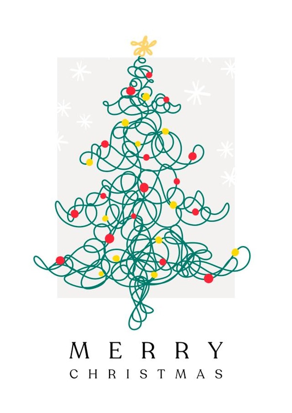 Beautiful Christmas Card - Tree line illustration - For family and friends created by Roberto Nieto