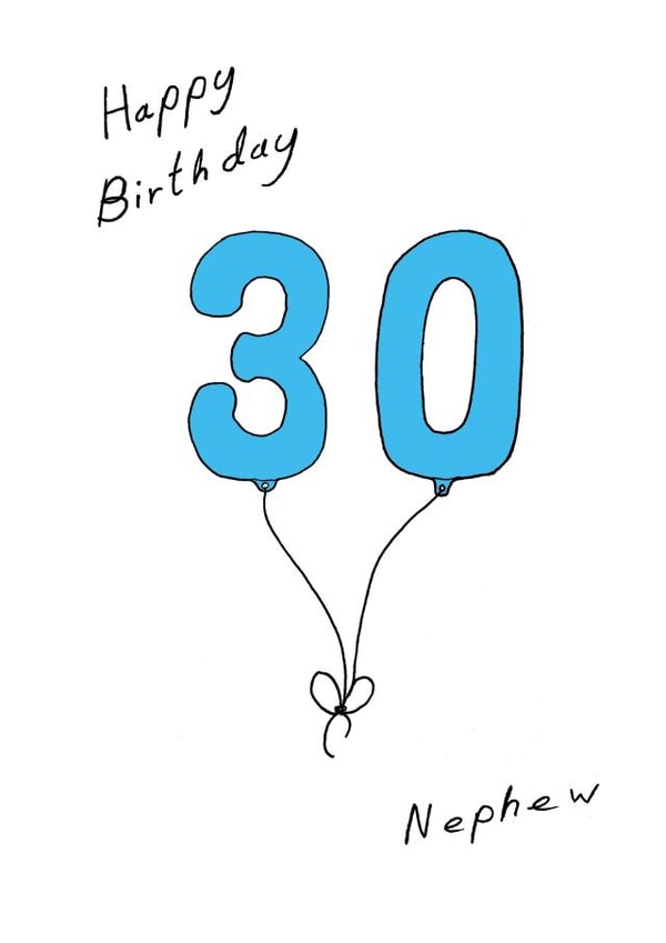 30th Birthday Card for your nephew - Blue thirty Balloon created by A Ray of Sunshine Cards