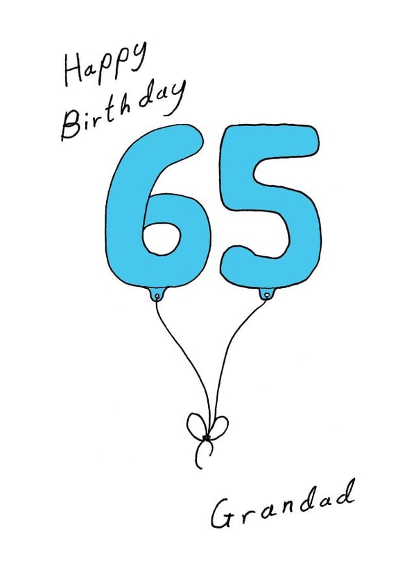 65th Birthday Card for your Grandad - Blue sixty fifth Balloon created by A Ray of Sunshine Cards