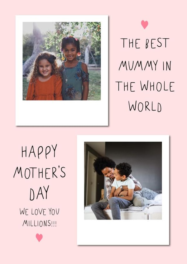 Cute Mothers Day Photo Card - Best Mummy - Polaroid created by @hollielonglanddesigns