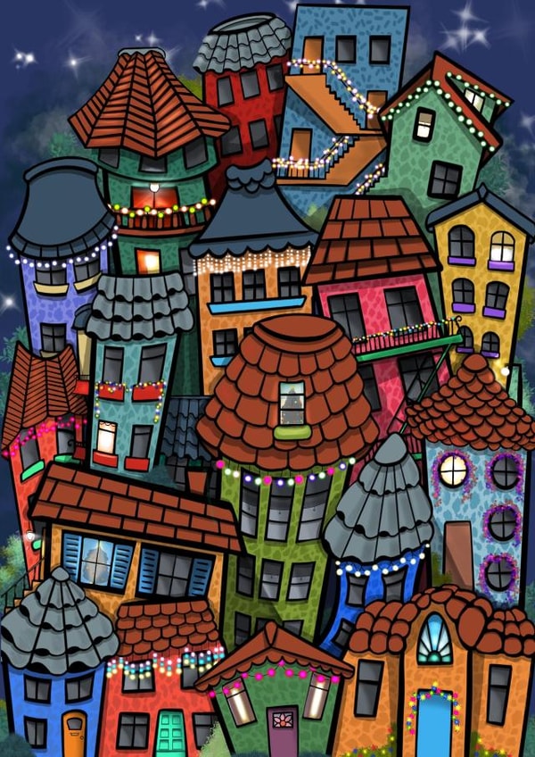 Contemporary Christmas card for your seasonal greetings. created by Appleshed Art