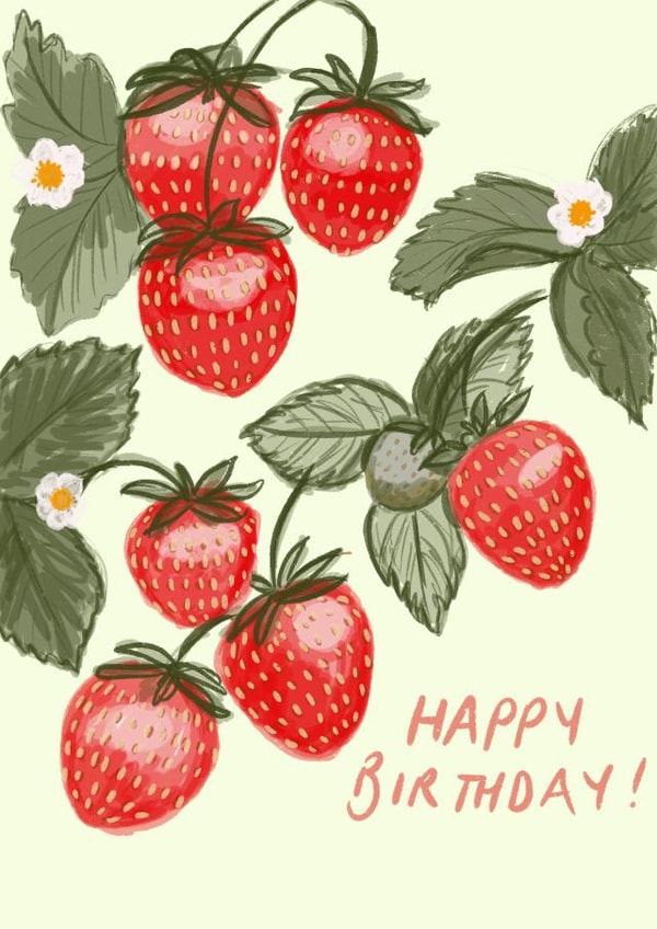 Pretty Strawberry Birthday Card - For Her created by Stephanie Webb-Bowen