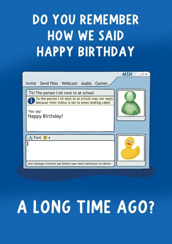 Nostalgic birthday card - MSN Birthday - 90s retro created by Pickled Prints