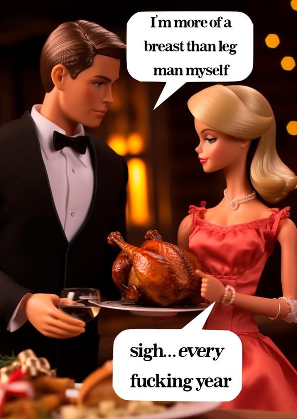 A funny and rude Christmas card - Breast Man created by Vanilla Frosting Studio