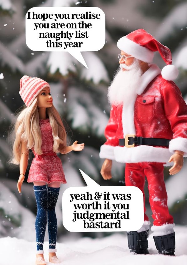 Funny Christmas card - Santa the Judgmental bastard created by Vanilla Frosting Studio