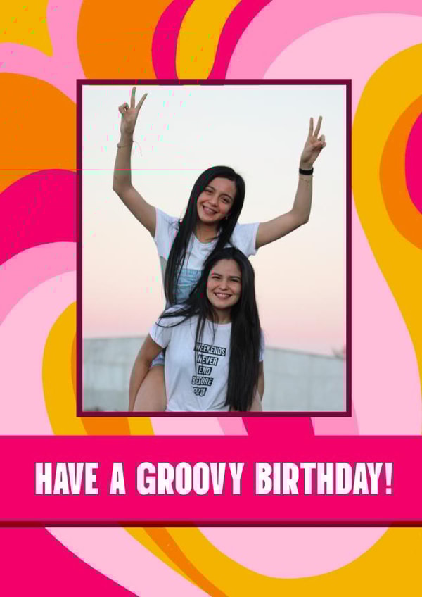 Groovy Birthday Photo Card - For Her - 70s created by Lucy Maggie Designs