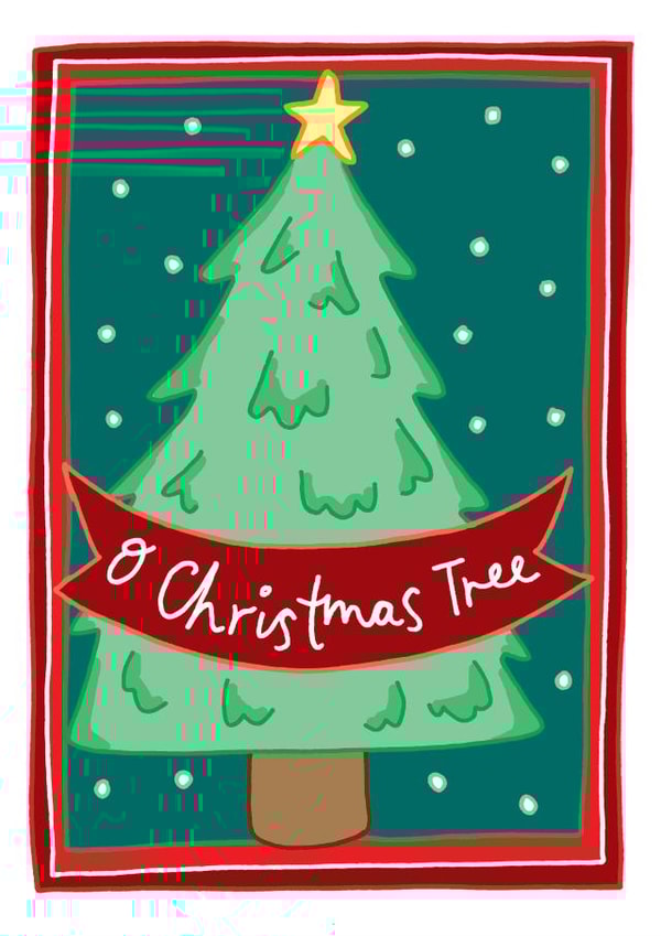 Cute Christmas Card - Wintery Christmas Tree Scene - O Christmas Tree created by You've Got Pen On Your Face