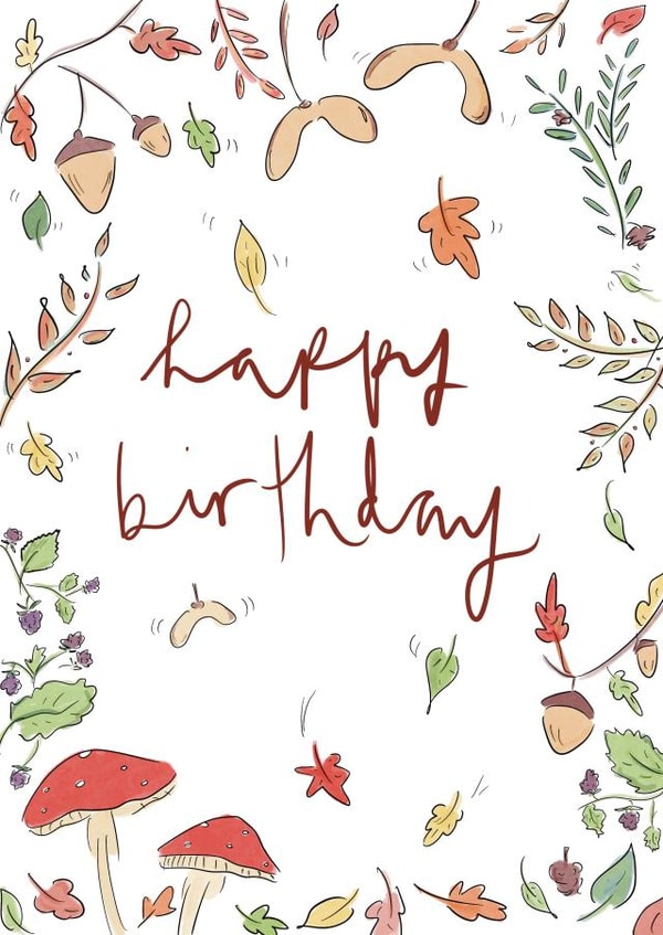 Pretty Birthday Card - Autumnal Nature created by Bellynam Studio