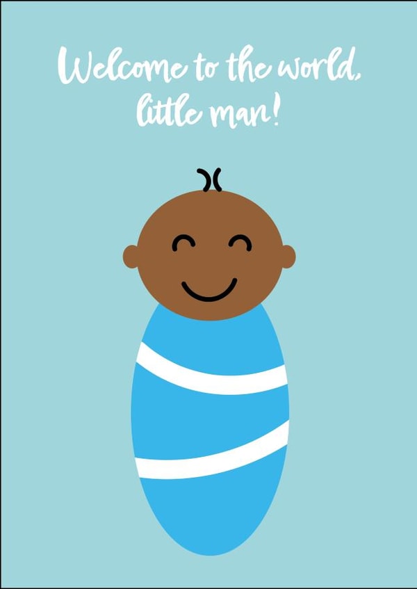 Cute New Baby Boy Card Welcome To The World Little Man Adorable Black Brown Baby created by SideHustleVibes