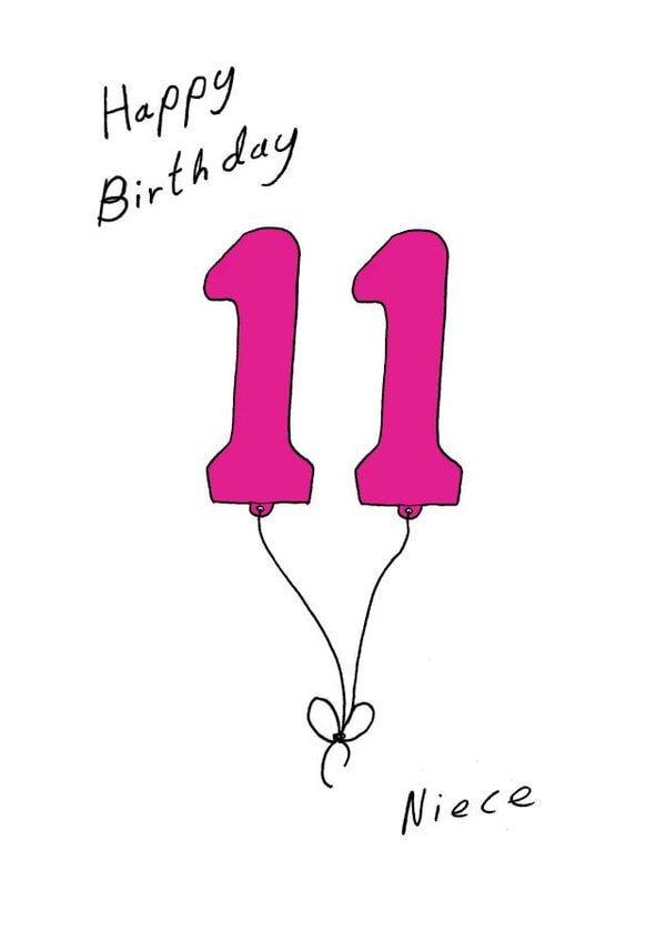Cute 11th Birthday Card - Niece - Balloons created by A Ray of Sunshine Cards