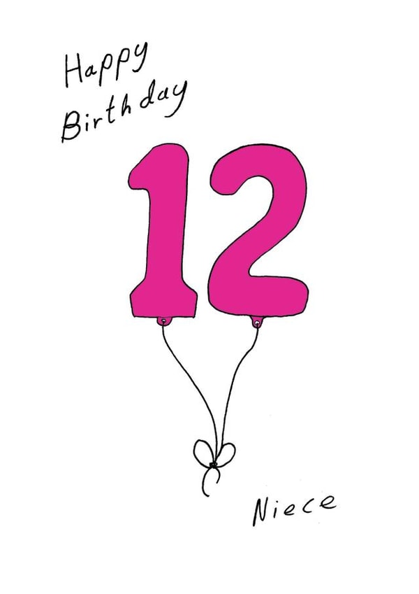 Cute 12th Birthday Card - Niece - Balloons created by A Ray of Sunshine Cards
