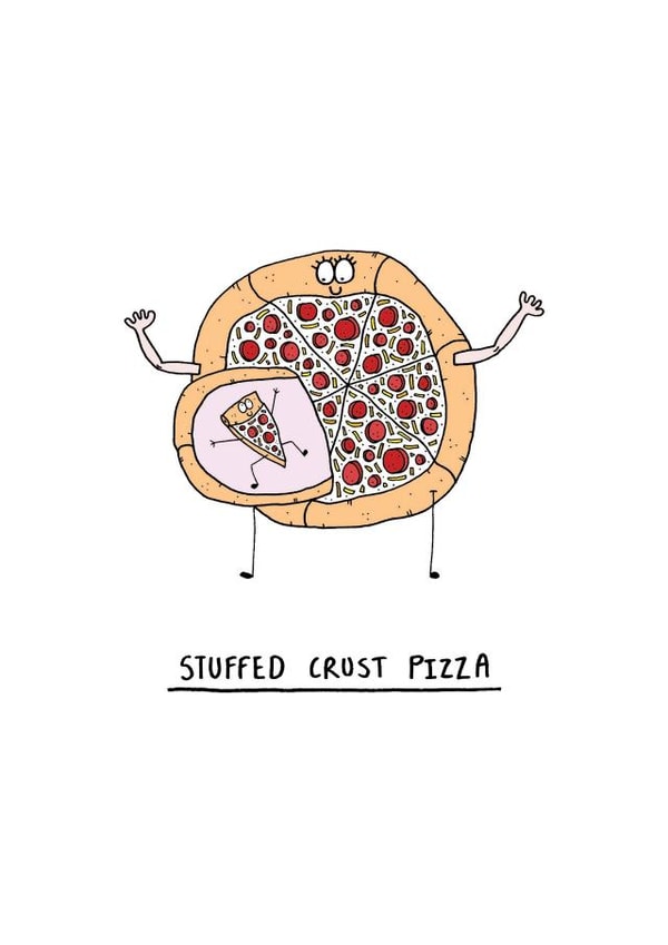 Cute funny pregnancy card for a mum or dad to be - pizza lover - foodie - mum created by The Baldy Egg