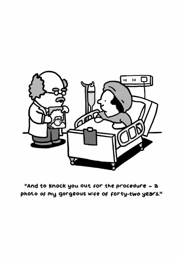 Cute romantic anniversary or valentines cartoon - wife parents or grandparents created by Thomas Wykes