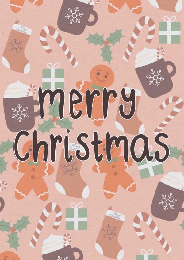 Cute gingerbread man and hot chocolate christmas card created by Jellybun Designs