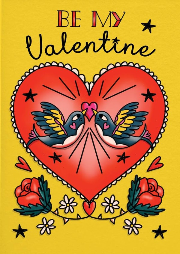 Cool Valentine Card - Sweet Valentine - Tattoo created by NICHOLA COWDERY ILLUSTRATIONS 