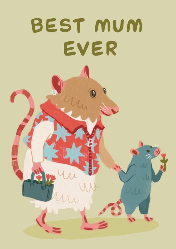 Cute Mother's Day Card For Mum - Rats - Best Mum Ever created by summerdawnart
