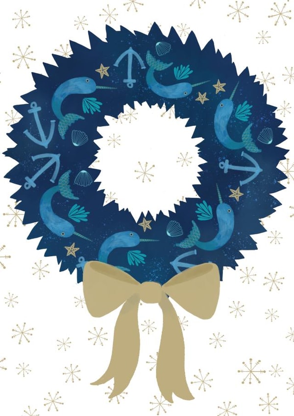 Christmas Holiday Seasonal Marine Life Wreath created by Annie Wilkinson