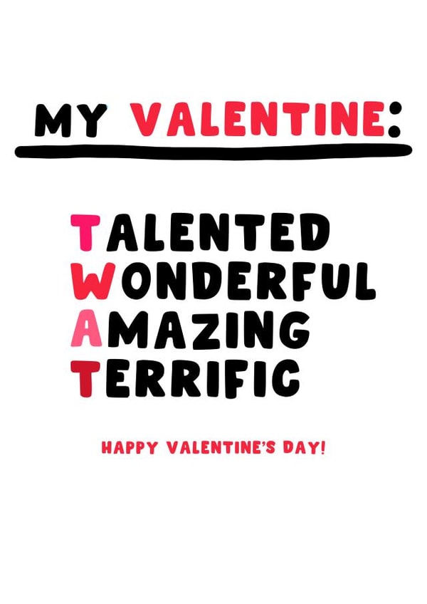Cheeky Valentines Card - Twat - Partner created by Pink Peach Cards