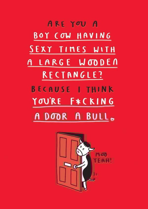 Funny Valentine Card - Are You A Boy Cow? created by mungo and shoddy