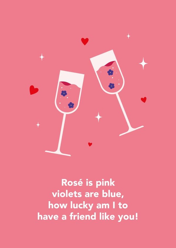 Heartfelt Galentine's Day Card - Rosé Is Pink Violets Are Blue created by Dani White