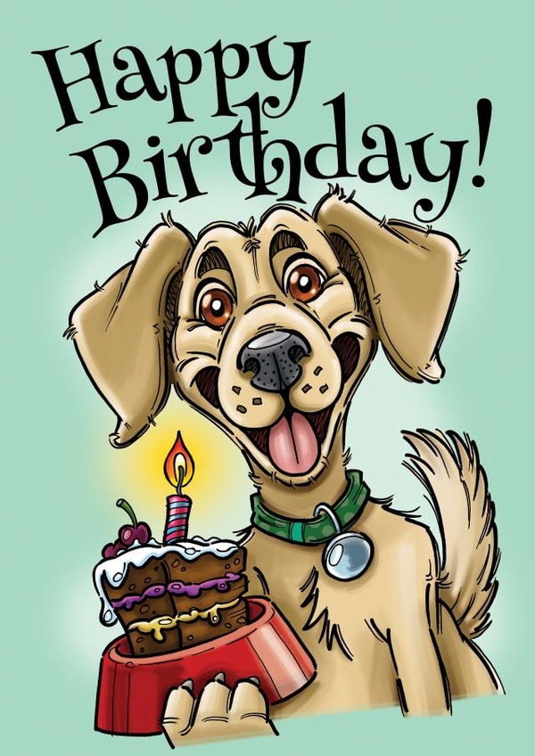 Cute dog birthday card for pet or owner - Happy Birthday created by Scribbles
