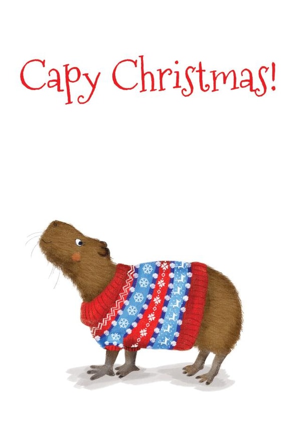 Wish someone a 'Capy Christmas' with this cute capybara card created by LeopardyNonsense