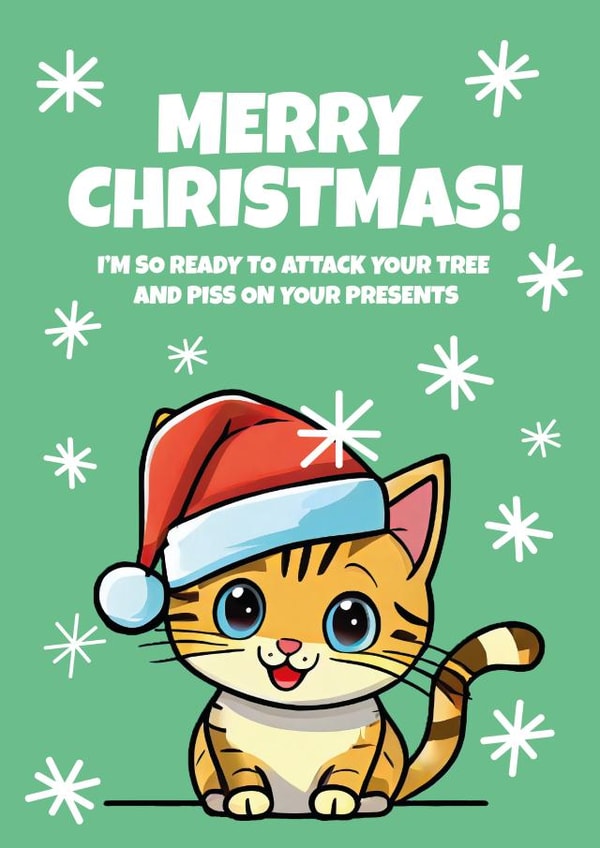 Funny Cute Cat Christmas Card - From The Cat - Merry Christmas - Cat Lover created by SideHustleVibes