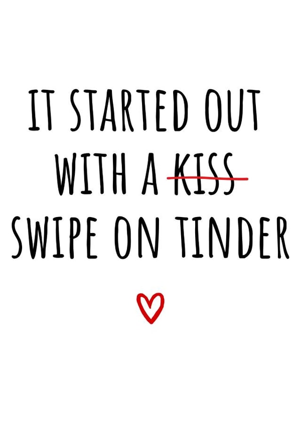 Funny Valentine’s Day card - Tinder romance created by Amy (Hedgecards)