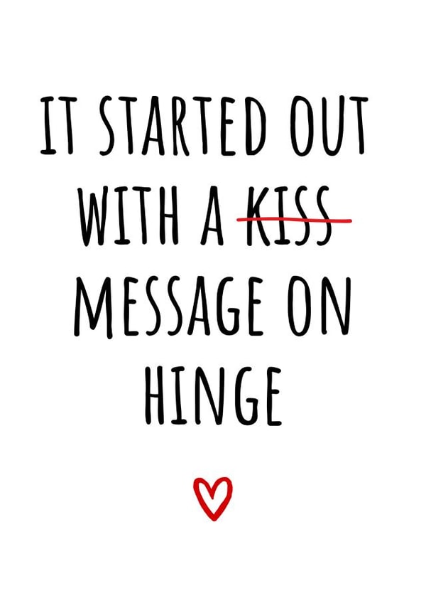 Funny Valentine’s Day card - Hinge couple created by Amy (Hedgecards)