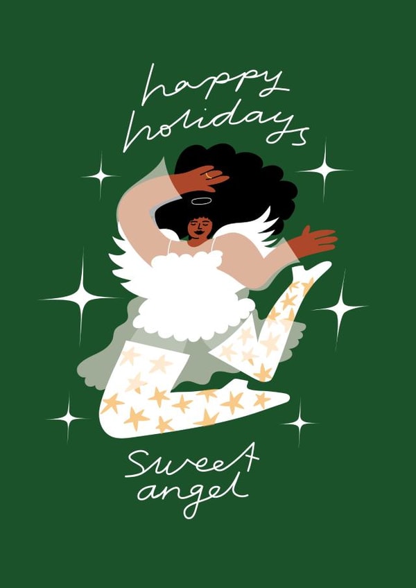 Sweet Angel Happy Holidays Festive Christmas Card created by Natalie Byrne