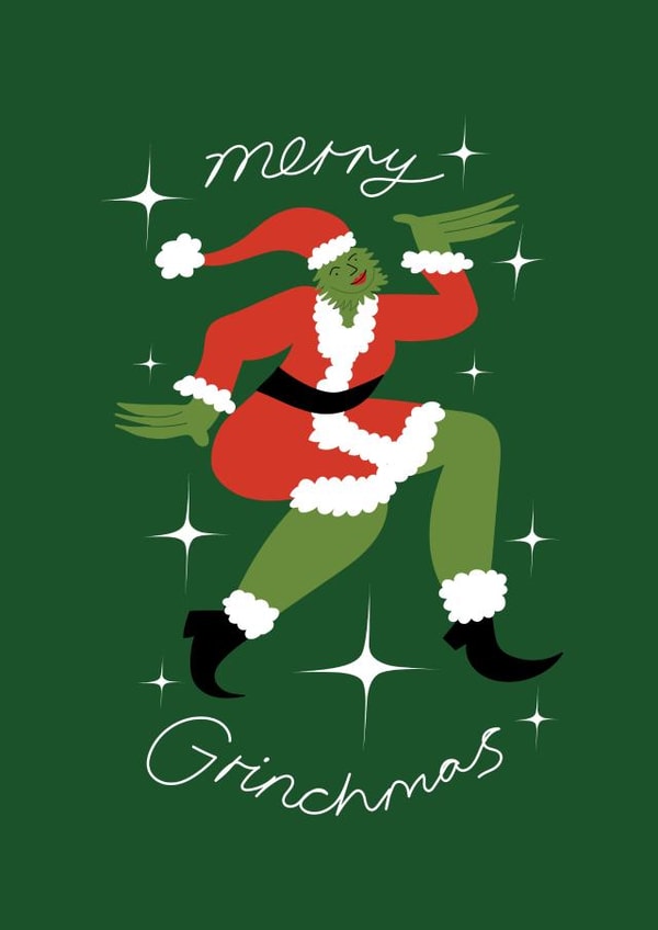 Merry Grinchmas - Holiday Festive card for people who hate christmas created by Natalie Byrne